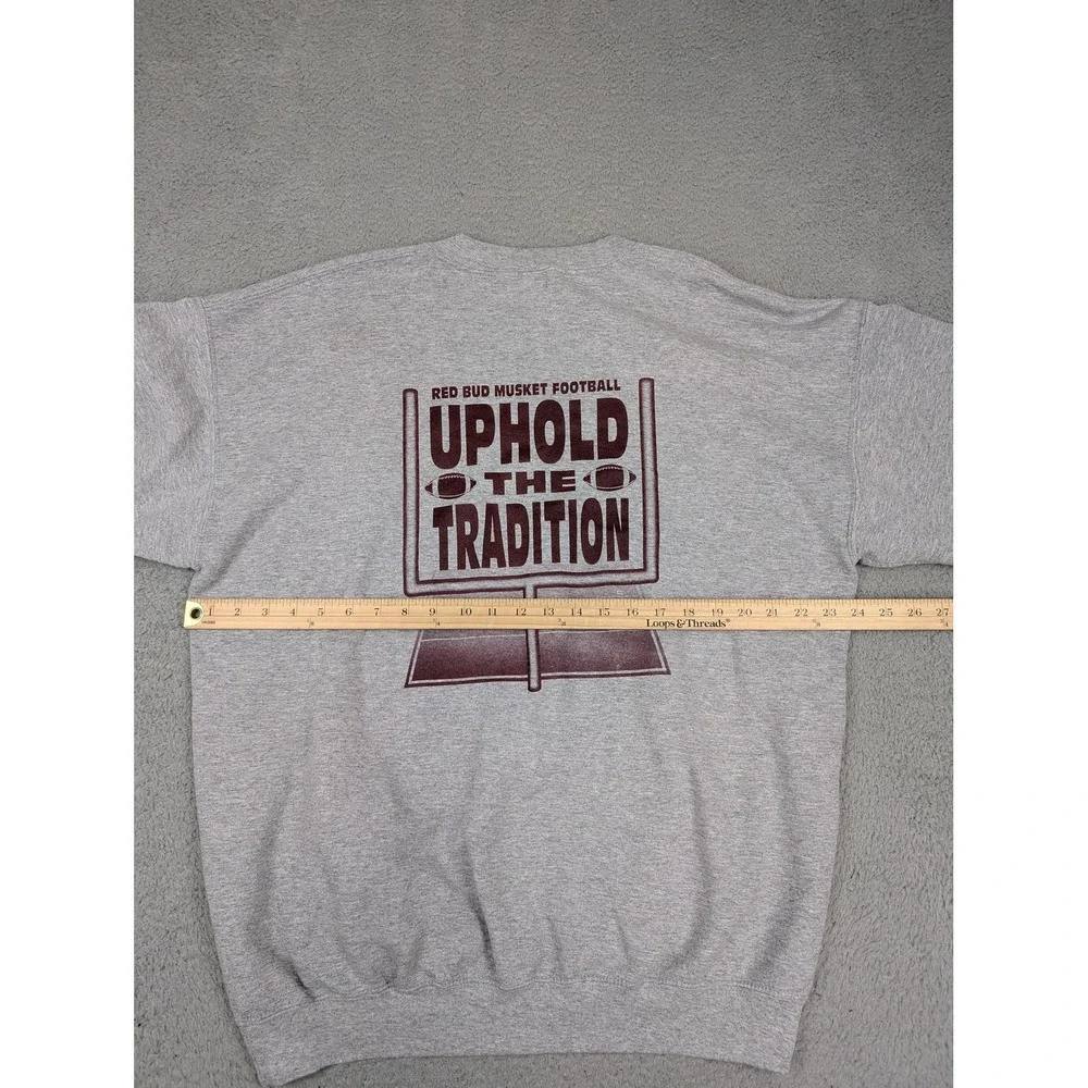 Vintage Red Bud Muskets Sweatshirt Mens XL Gray Football Graphic Gildan‎ 2000s